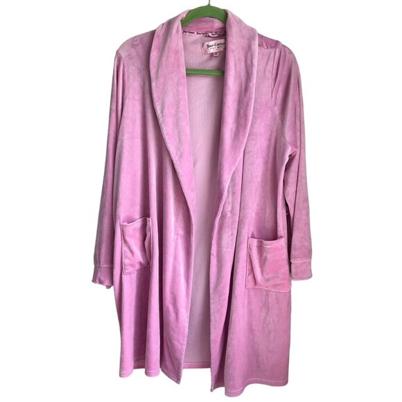 New N/Tags Juicy Couture Sz XL Sleepwear Pink Velvet Robe back Bling Logo*Read - Picture 1 of 16